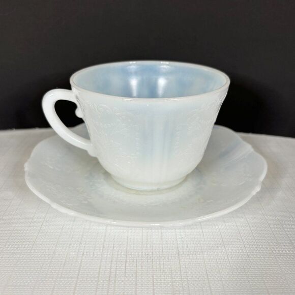 Monax Opalescent American Sweetheart Cup Saucer Vtg Macbeth Evans Replacement - Picture 3 of 5
